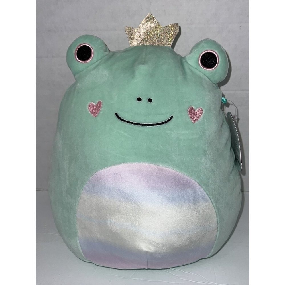Squishmallows Fenra the Frog 8 Inch Mint Green Gold Crown Valentine Plush 2023